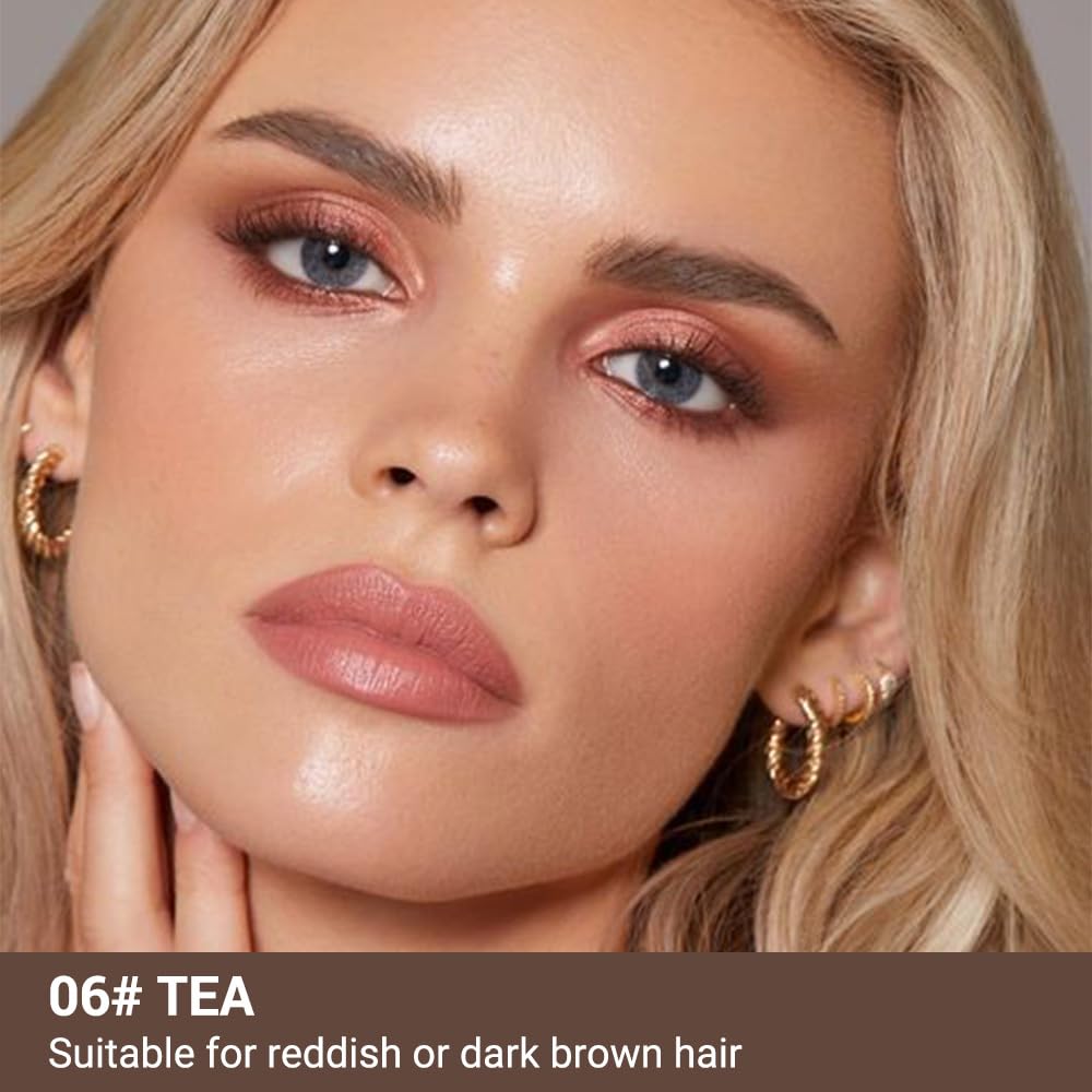 5 Pcs Waterproof Dual-Sided Fine Tip Eye Brow Pencils Pack,Ultra-Fine Mechanical Precise Pencil,Draws Tiny Brow Hairs, Defines, Fills Eyebrows, Shapes, Contours, Combs,1mm Pen Point (Pack of 5)-Tea