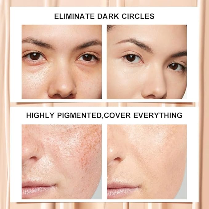 Kaely 2Pcs Hydrating Concealer Wand,Full Coverage Liquid under Eye Concealer,Long Lasting Waterproof Primer Makeup for Dark Circles and Puffiness Trouble Spots Redness,Eye Ring corrector de ojeras 04