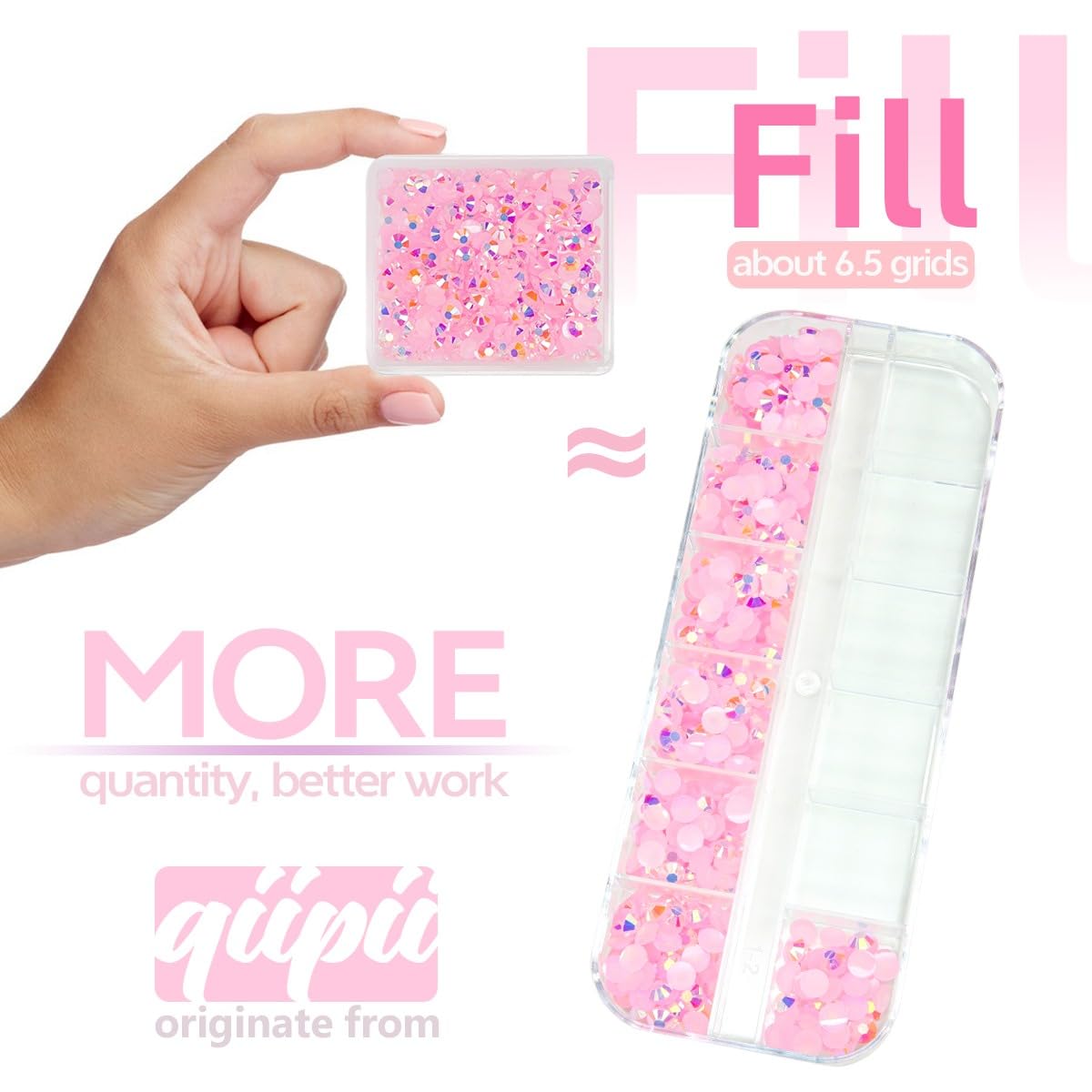 Light Pink AB Resin Rhinestones for Crafting 3mm 4mm 5mm Flatback Jelly Stones Bulk SS10 SS16 SS20 Non-Hotfix Diamonds Crystals Gems for Nails Face Eyes Makeup Mugs Tumblers Bottles DIY Crafts