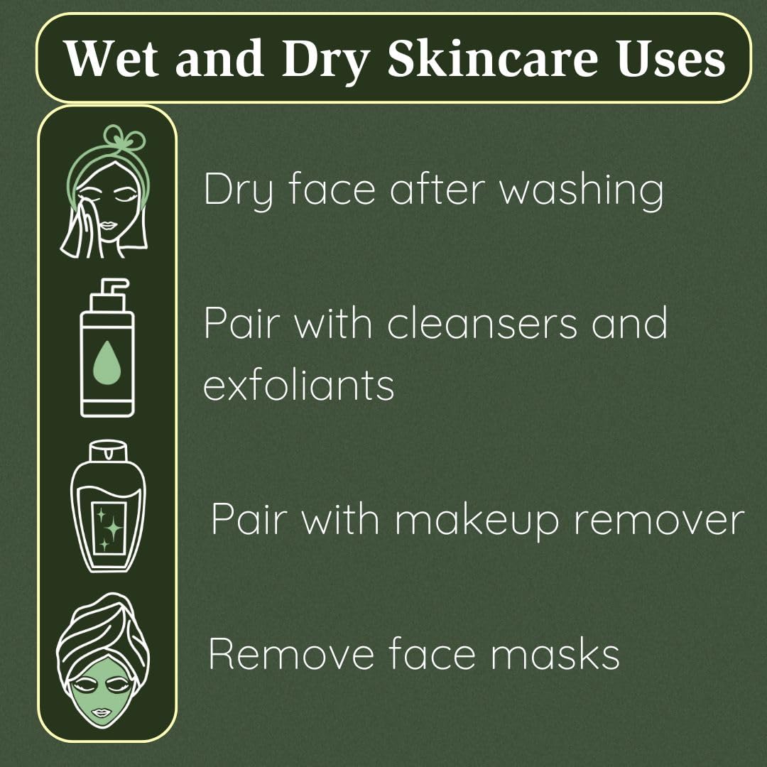 Clean Facial Towels for Sensitive Skin, 100% USDA Biobased Face Towels, 50 Count, Ultra Soft, Makeup Remover Dry Wipes, Viscose