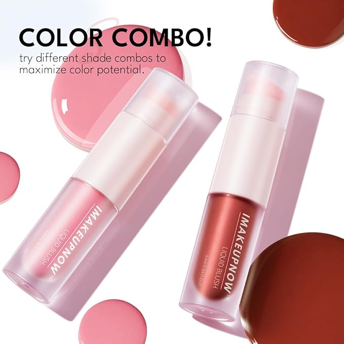 Liquid Cream Blush Stick Makeup for Cheeks | Build-in Brush - Application & Blending in One #L002 + #L003