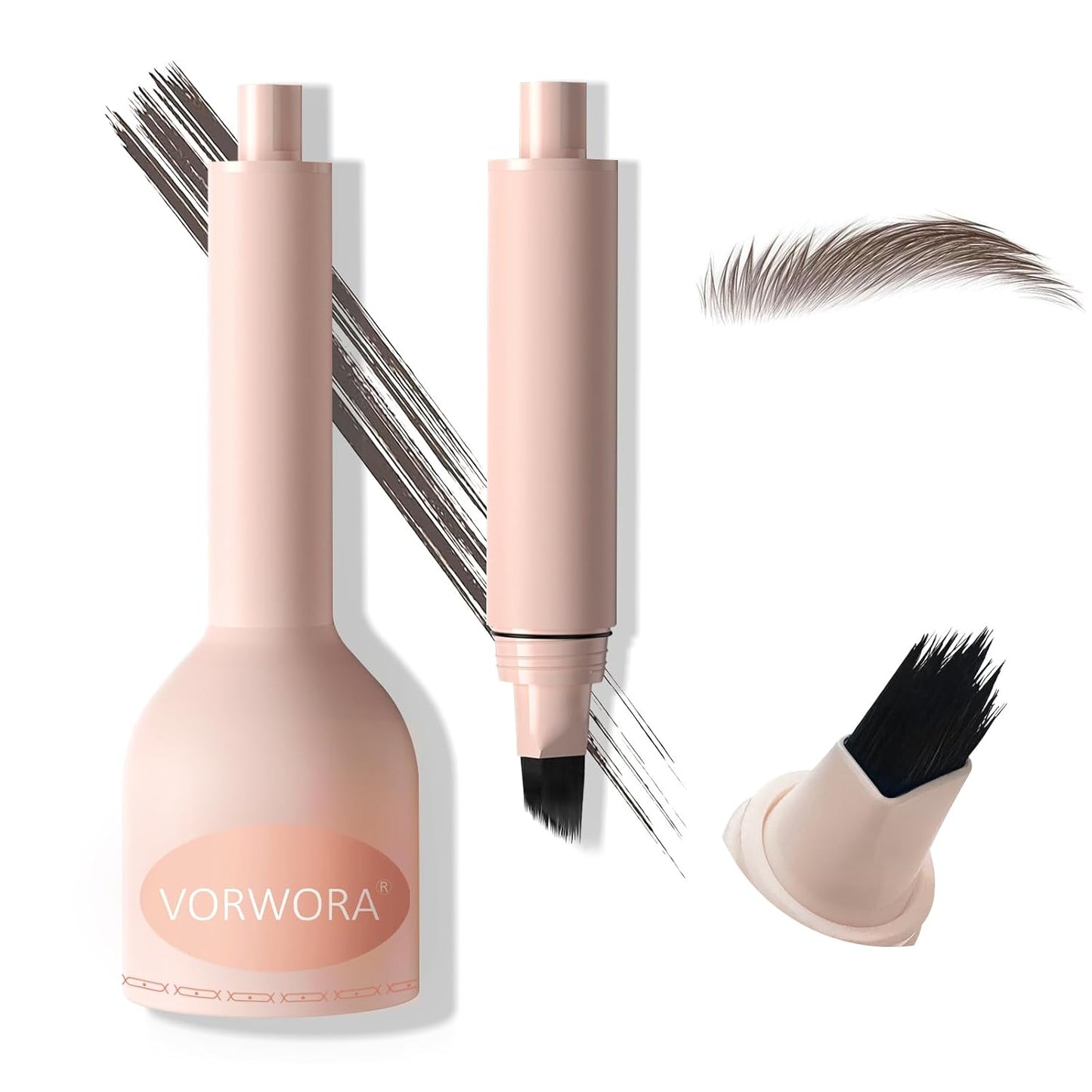 Eyebrow Pen with Hair-Like Strokes, Microblading Eyebrow Pen, Angled Brow Tint Brush for Eyebrows, Smudge Proof, Long Lasting, Easy to Color, Brown