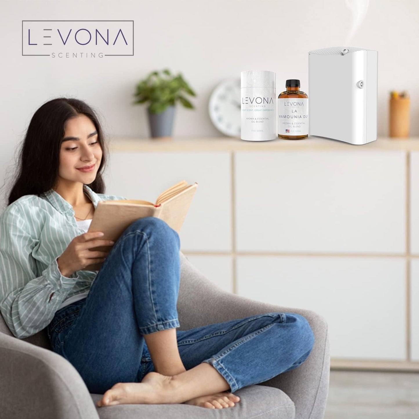 Levona Scent Essential Oil - Fresh Aroma for Home, Office, Hotel & Spa, Perfect in Humidifiers and Diffusers, Luxury Fragrance, with Citrus, Rosewood, Amber Notes - 500ml/ 17 fl oz, La Mamounia Dup