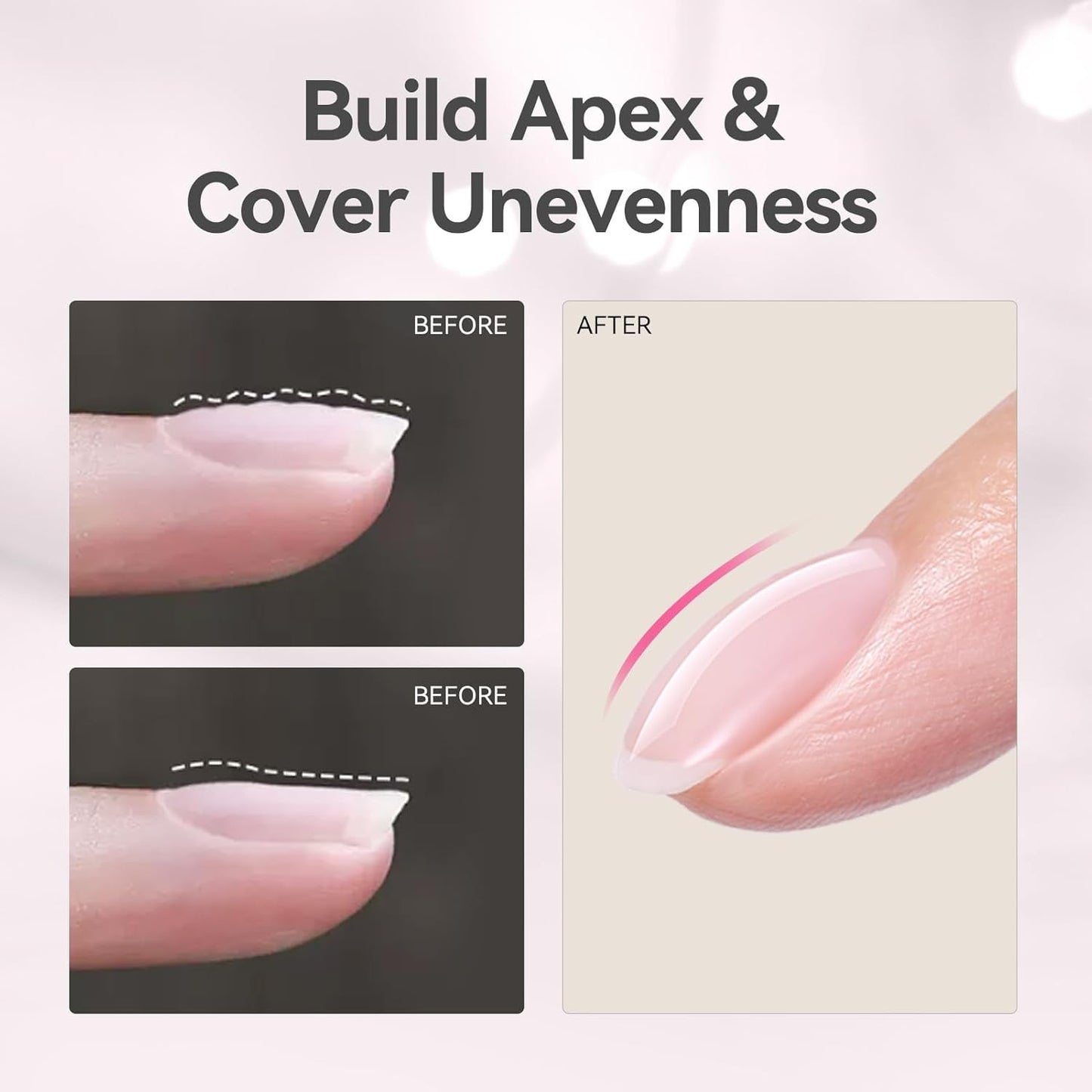 BORN PRETTY Builder Gel for Nails, 8-in-1 Extension Gel Strengthener Gel Hard Builder Nail Gel Base Top Gel, Sheer Pink Gel Builder Rhinestone Nail Glue Gel in A Bottle Nails 15ML