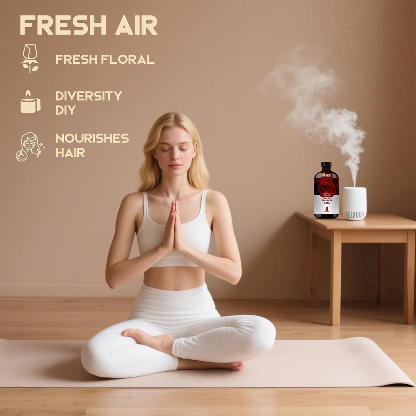 Rose Fragrance Oil-Sandalwood Essential Oil 8.33oz (250ml)-100% Pure Natural Scent for Diffusers, Candles, Soap Making & Aromatherapy-Relaxing Home & Gift Essential Oil for Bath, Massage