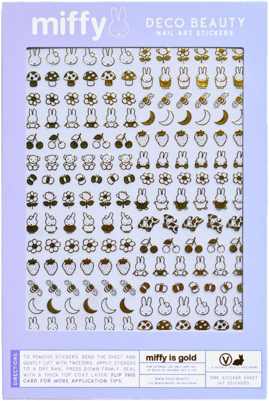 Miffy is Gold Nail Stickers - Lightweight & Easy-to-Apply Nail Art with Trendy Design - Durable & Long-Lasting Nail Stickers for Women, Ideal for DIY Manicures & Salon-Quality Nails