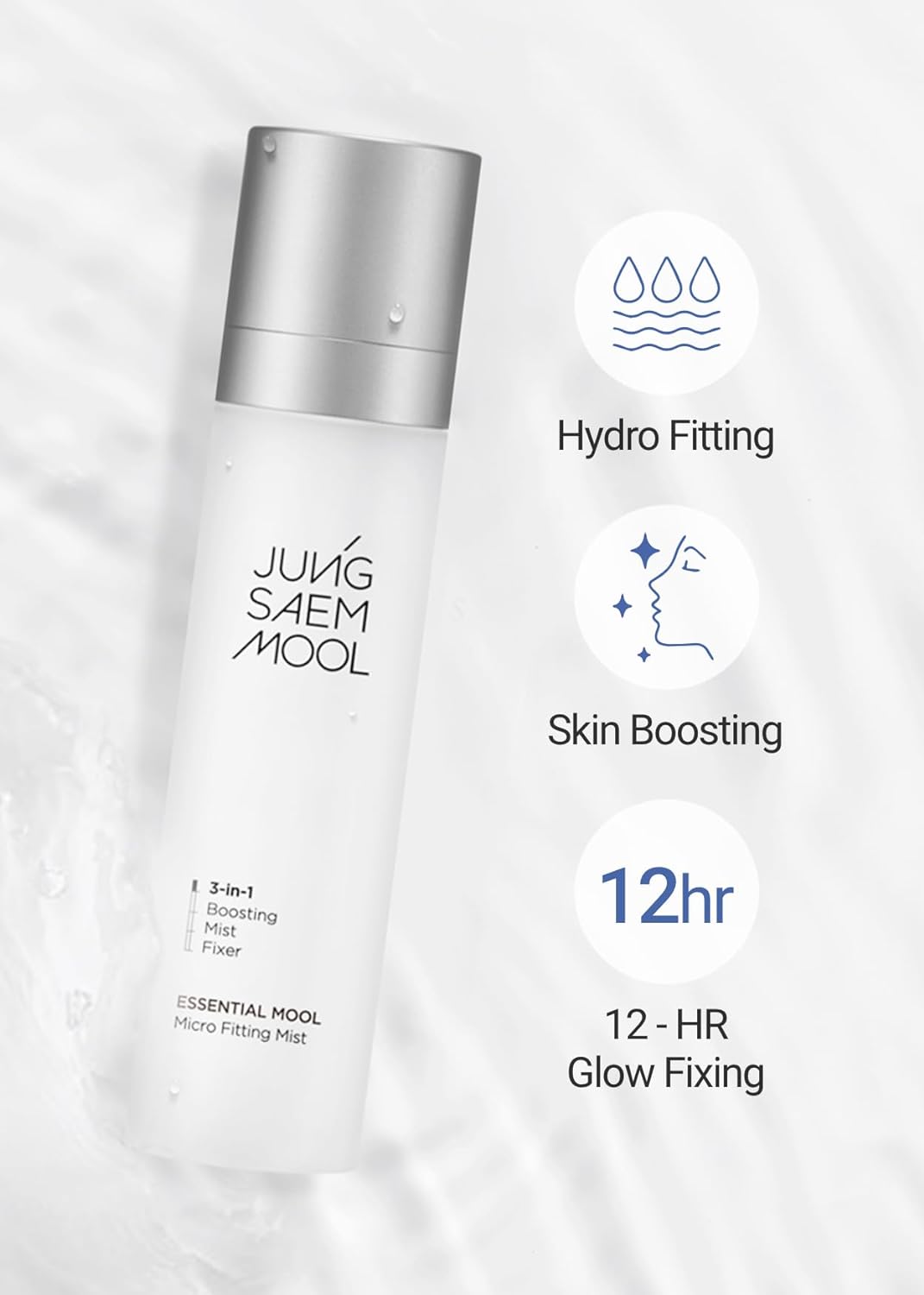 JUNG SAEM MOOL Essential Mool Micro Fitting Face Mist 4.06 Fl Oz, Ultra-Fine Hydrating Makeup Setting Spray with Thermal Spring Water, Long-Lasting Fixing Power Dewy Glow Primer, Korean Face Mist