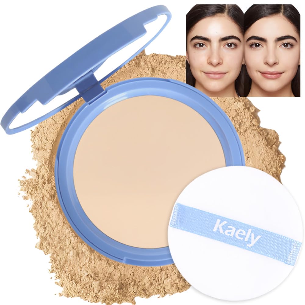 evpct Oil Control Pressed Face Powder Compact for Women, Translucent Setting Powder Makeup Foundation for Women, Waterproof Long Lasting Lightweight, polvo compacto de maquillaje, 01 Classic Ivory