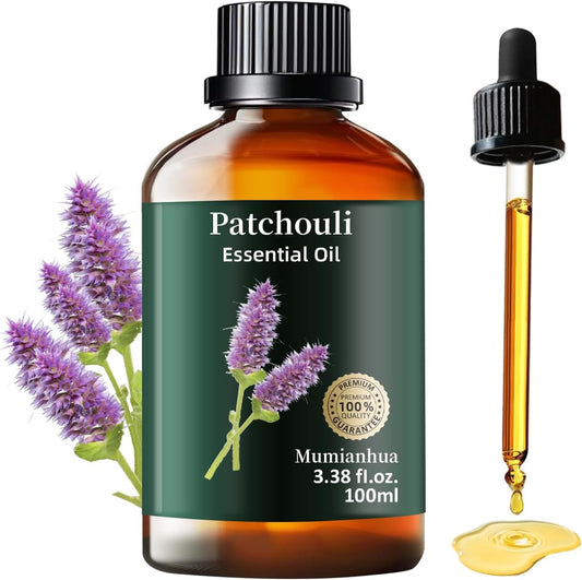 Mumianhua 100% Pure Patchouli Essential Oil Therapeutic Grade Natural Patchouli Oil for Diffuser, Perfume, Skin,Hair, Soap Making, DIY, Spraying 3.38 Fl Oz