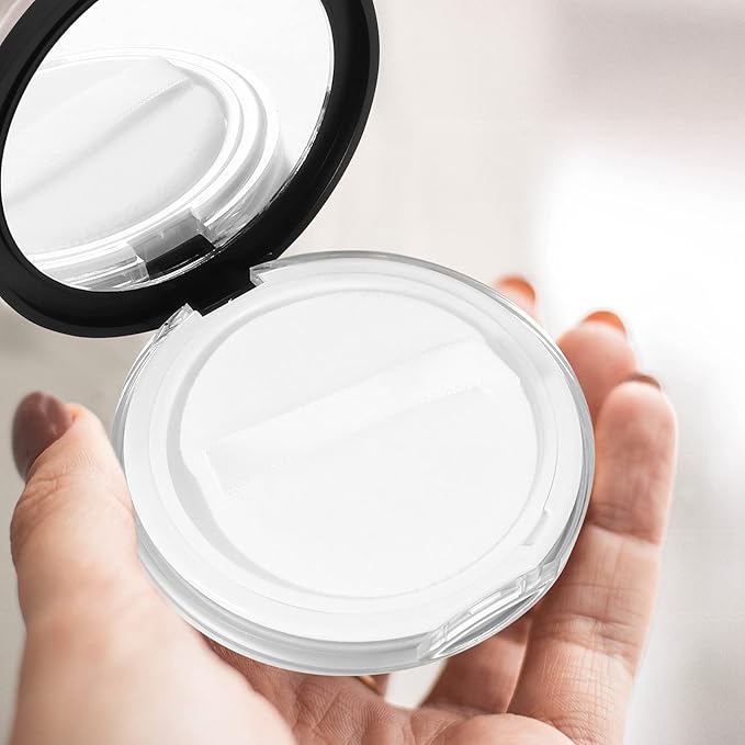 Loose Container 2pcs Loose Containers with Elasticated Net Sifter, Mirror and Puff 5g Loose Compact Case Case for DIY Makeup and Travel ( Black ) Travel Container