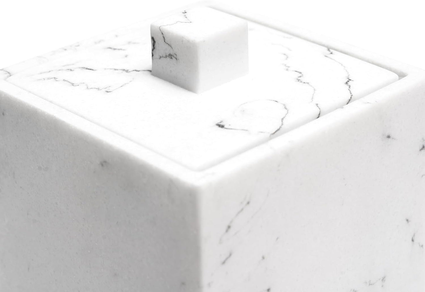 Qtips Holder with lid, q tips holder, Cotton Ball Holders for Bathroom, Resin Bathroom Jars, Cotton Ball Organizer for Jewelry Necklace Ring Earring Storage Jar Gift Case, Gravel White