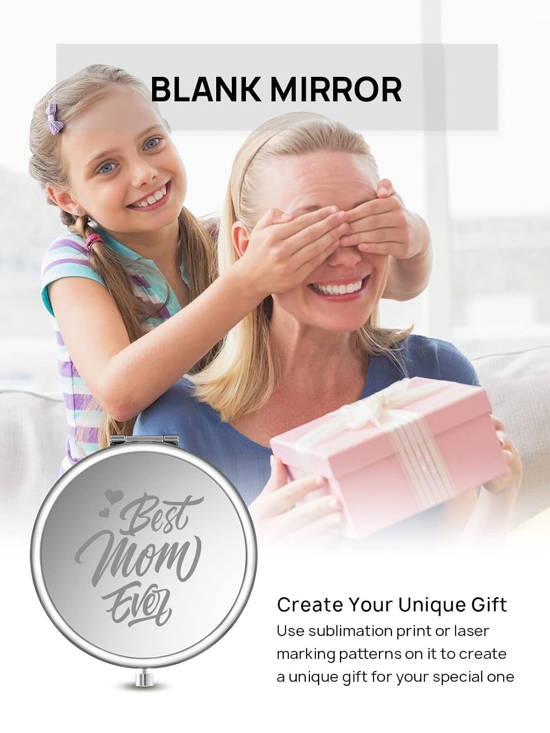 Compact Mirror Bulk, Pack of 24 Double-Sided 1X/2X Magnifying Metal Makeup Mirrors(Round, Silver)