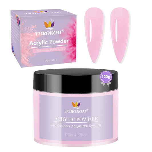 TOROKOM Dark Pink Acrylic Powder, 120g/4.23oz Acrylic Nail Powder Large Capacity Acrylic Dip Powder for Nails Acrylic Extension Powders, 3D Nail Carving, Long-Lasting, No Nails Lamp Required