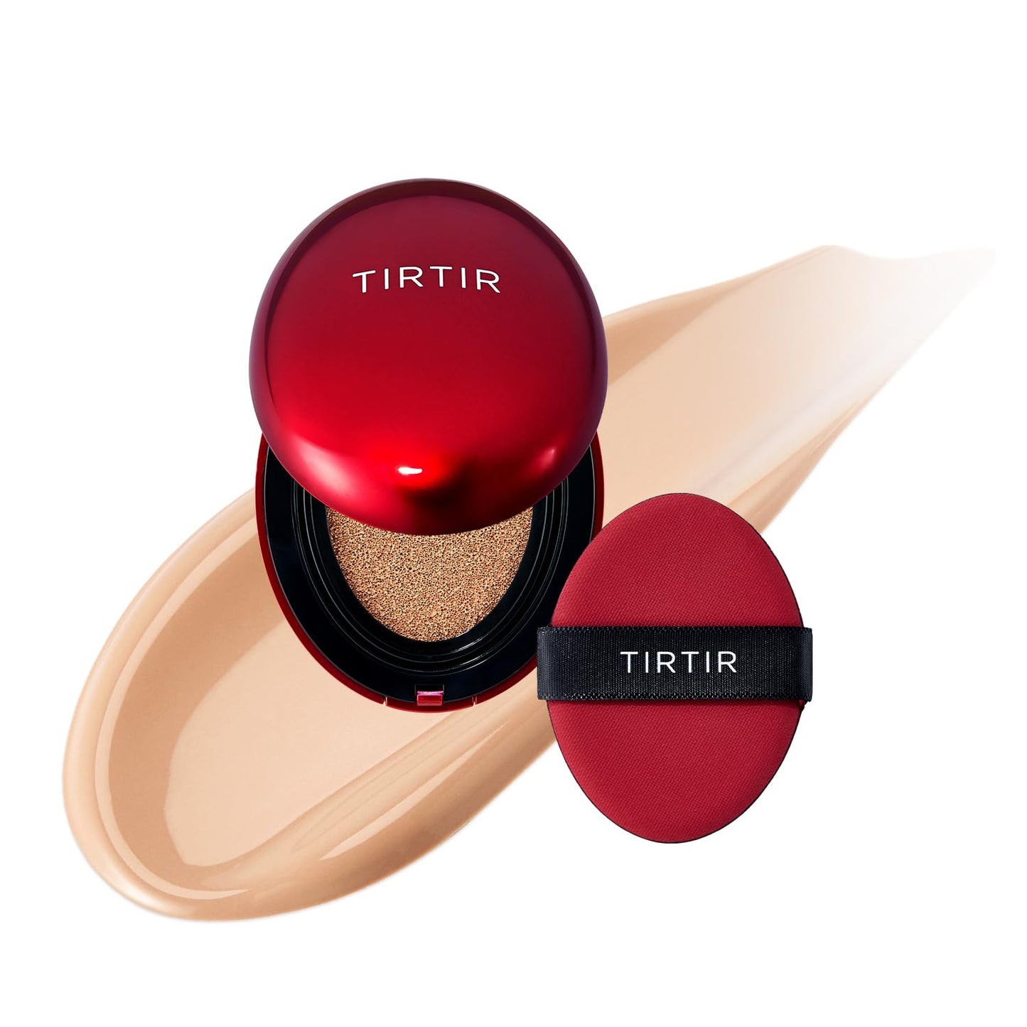 [*Mini Size*] TIRTIR Mask Fit Red Cushion Foundation | Full coverage, Weightless, Skin fit, Satin Glow Finish, Korean Makeup BB Foundation, beauty, Tattoo cover up, Buildable (#24N Latte, 0.15 Fl Oz)