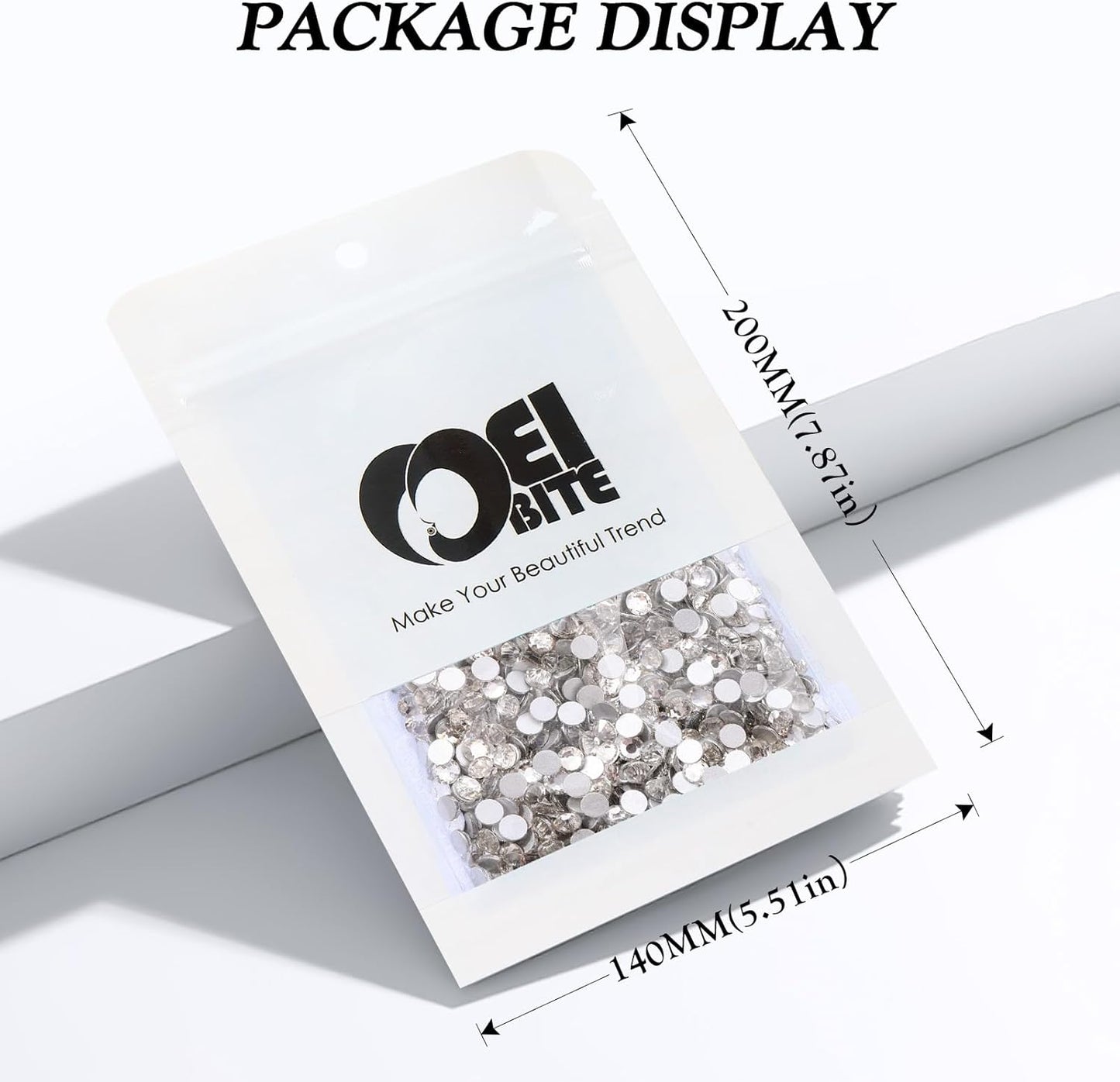 Crystal Clear Flatback Rhinestones, Glass Rhinestones for Nail Art and Craft, Glue Fix, Loose Crystal Gemstones(Crystal, SS16, 2880pcs, 3.8-4.0mm)