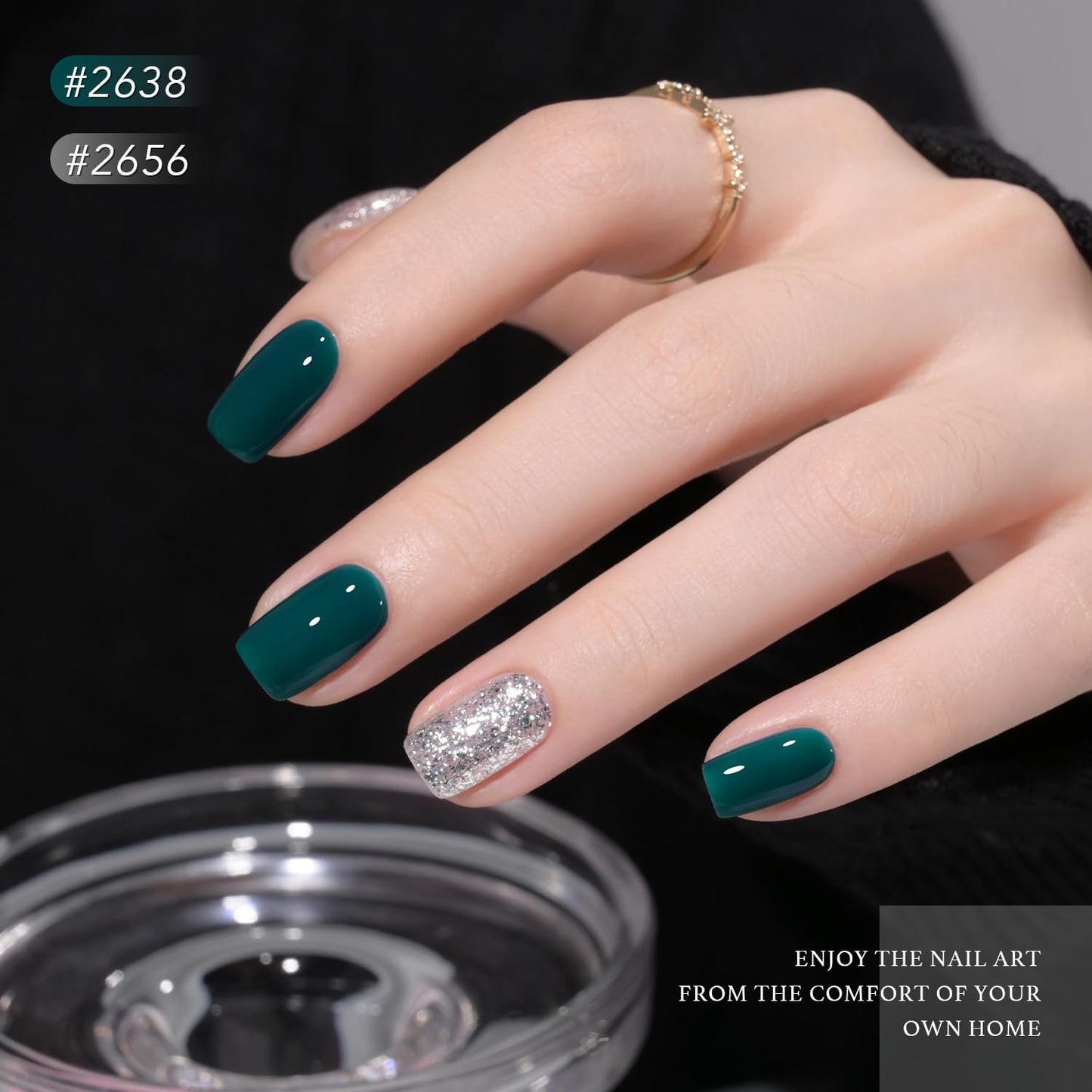 GAOY 42 Pcs Gel Nail Polish Kit, Nude Green Red Glitter Colors All Seasons Gel Nail Polish Set with Glossy & Matte Top Coat and Base Coat for Salon and DIY Manicure at Home