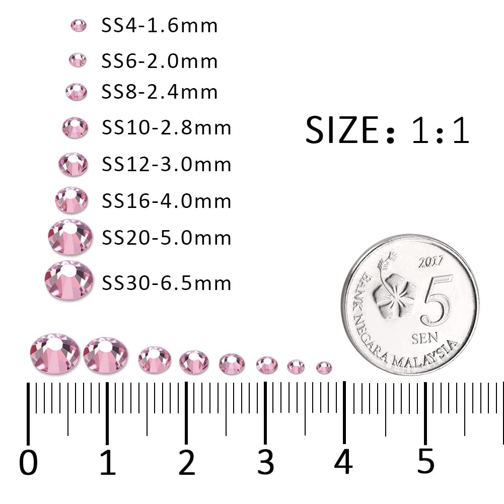 1440Pcs Light Pink Crystal Rhinestones,Glass Flatback Rhinestones Gemstones for Nail Face Makeup Art Crafts Clothes Decoration -(SS16,4.0mm,Light Pink)