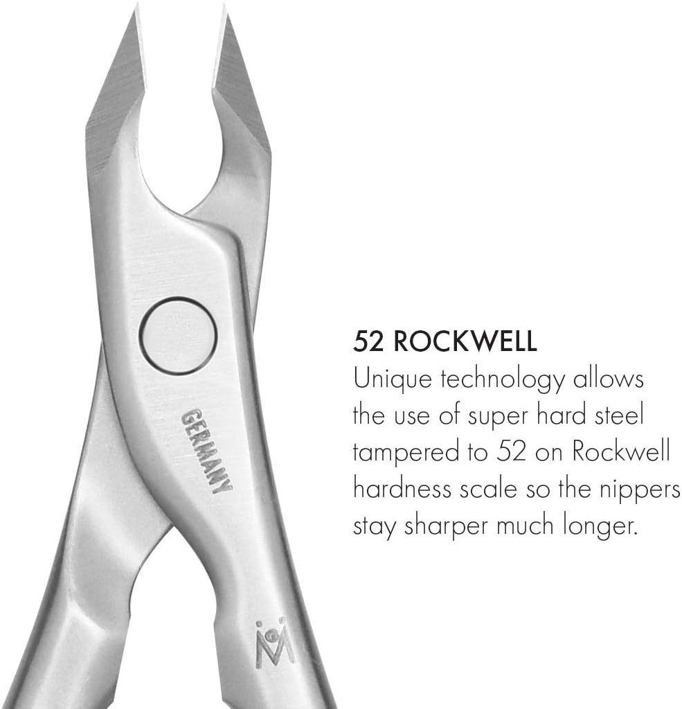 GERMANIKURE Tapered Professional Cuticle Trimmer - 3/4 Full Jaw Nipper - Ethically Made in Germany - FINOX Stainless Steel Sharp Cuticle Remover in Leather Case – Manicure Tool, r157, 7mm