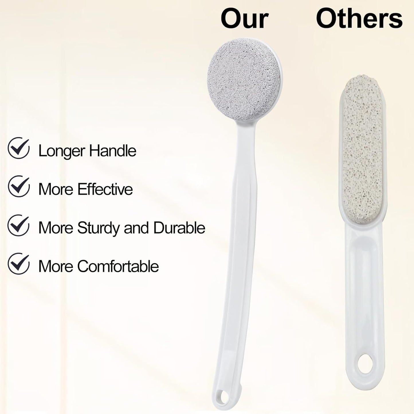 Pumice Stone for Feet with Long Handle 13.7", 3 Pack Hard Skin Callus Remover, Scrubber and Exfoliator for Dead Dry Skin, Softer & Smoother Feet, Pedicure Tool (Curved)