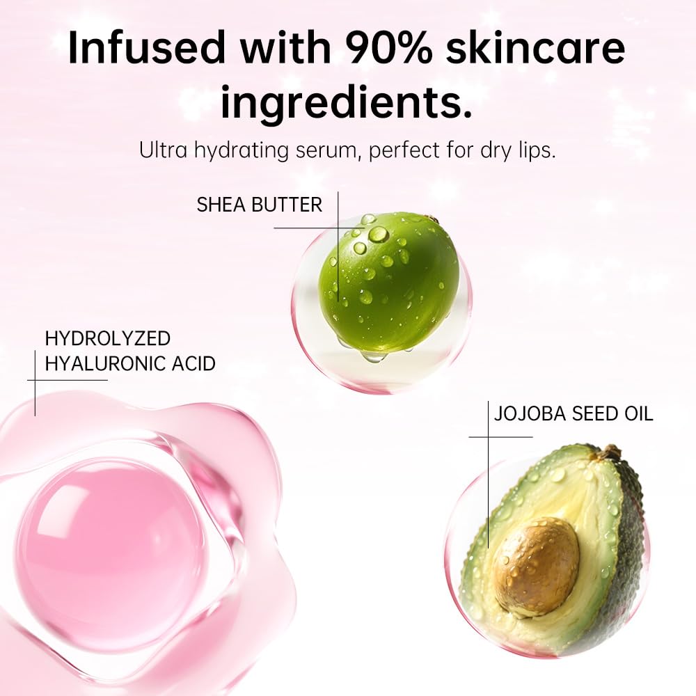 Catkin Lip Plumper Gloss, Tinted Lip Serum with Hyaluronic Acid & Jojoba Oil, Non-sticky Volumizing Hydrating Formula for a High Shine Maximum 3D Look, Plump & Soft Lips 0.12 Fl Oz - C06 Peach Jade