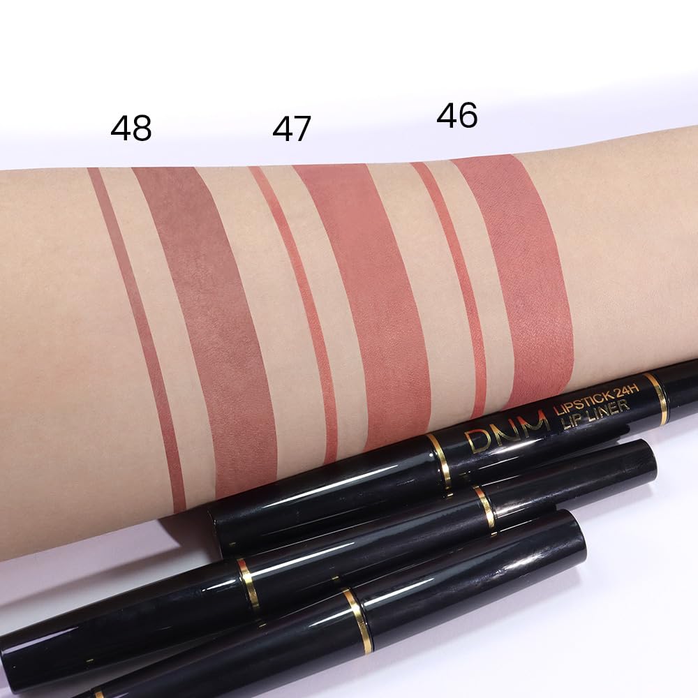 Kaely 2-in-1 Fairest Nude Velvet Matte Lip Liner & Lipstick Combo Set Kit for Women, Magic 24 Hours Lipstick and Lip Liner Makeup Set Stain Long Lasting Waterproof labial 47