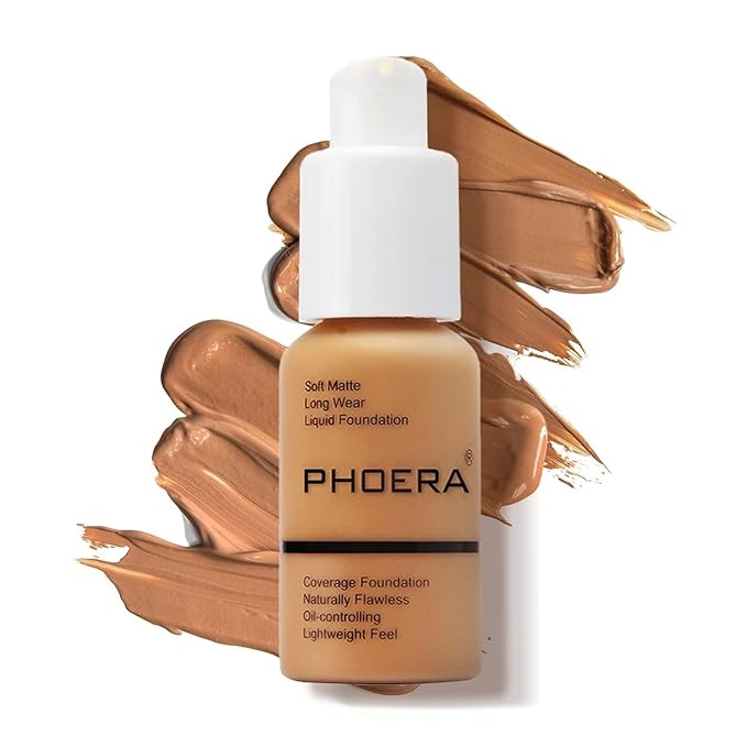 PHOERA Foundation Makeup Naturally Liquid Foundation Full Coverage Mattle Oil-Control Concealer 8 Colors Optional,Great Choice For Gift (#106 Warm Sun,30ml)