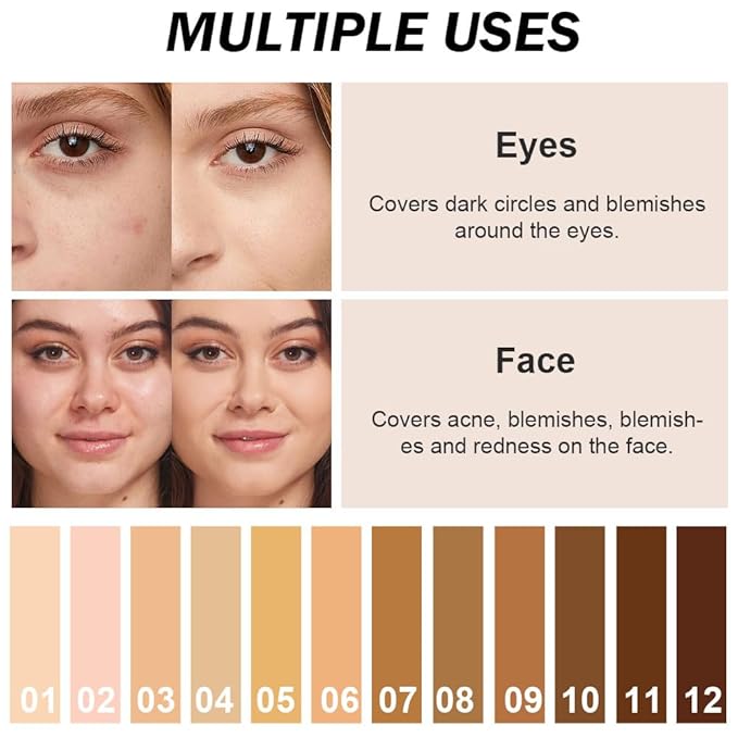 Kaely Cream Pot Concealer Full Coverage Set,Conceal Brighten Dark Circles,under Eye Brightener Color Correcting Concealer,Waterproof Foundation Palette with Brush,corrector de ojeras,Vegan Makeup,03