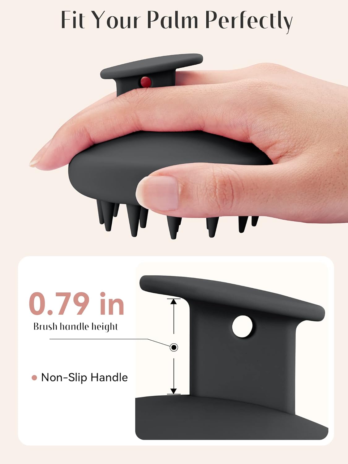 HEETA Scalp Massager Hair Growth, Scalp Scrubber with Soft Bristles, Integrated Silicone Design, Exfoliator for Dandruff Removal & Relaxation, Shampoo Brush Fit Wet Dry Hair Use, Black