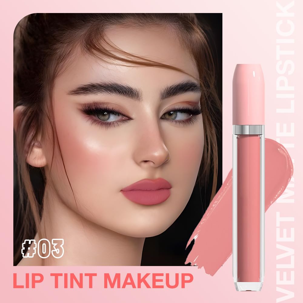 BINGBRUSH Super Matte Longwear No-Budge Stay On Smudge Proof Liquid Lipstick Long Lasting Makeup for Women,Highly Pigmented Color and Instant Shine, Cheeky