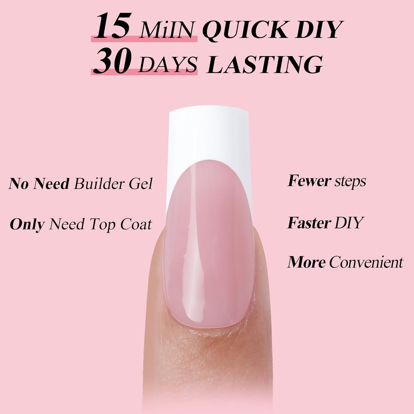 French Gel Nail Tips - Jofay Fashion Short French Tip Press on Nails, 10-Piece Set 320Pcs Pink Square Nail Tips, Pre-applied Tip Primer & Base Coat, No Need to File Fake Nails for Nail Art, 16 Sizes