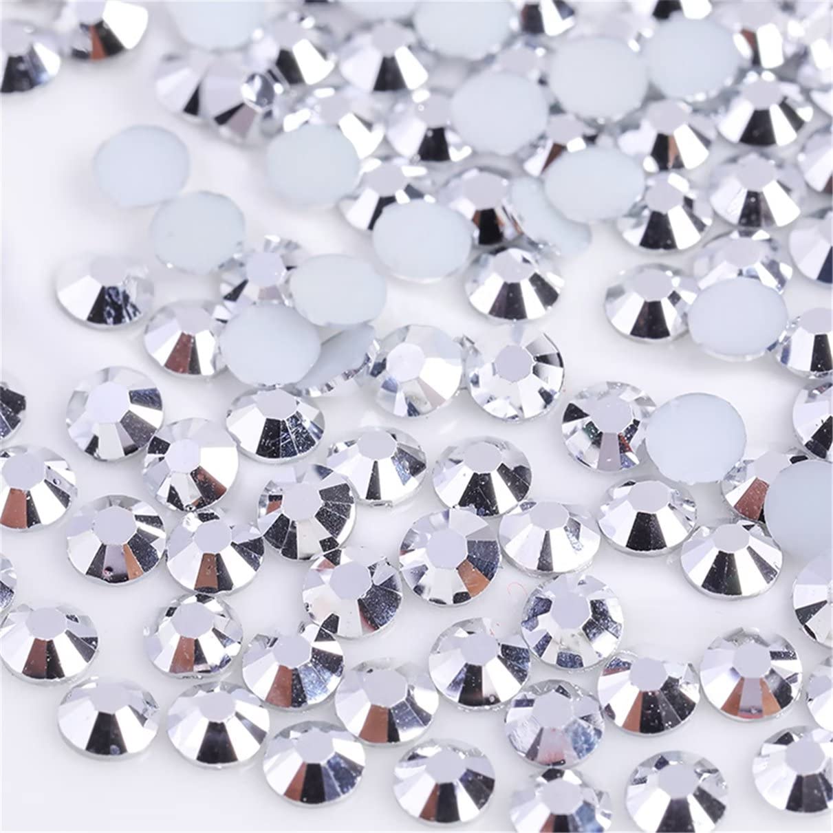 1000 Pieces SS20 5mm Flatback Rhinestones Clear Glass Round Gems Crystals for Nail Art DIY Crafts Clothes Shoes Bags （Silver）
