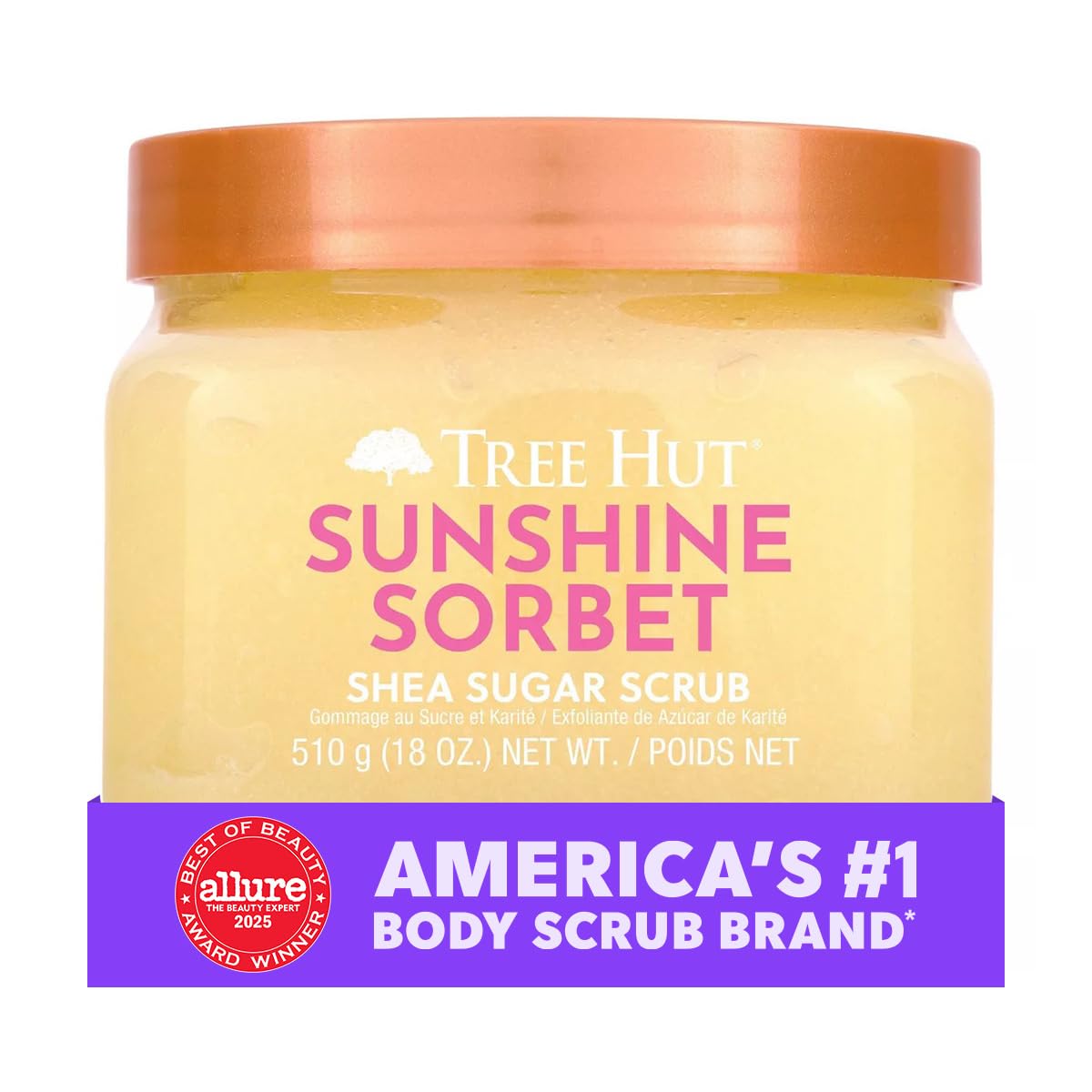 Tree Hut Sunshine Sorbet Shea Sugar Scrub | Exfoliating Body Scrub Removes Dead, Dry Skin for a Soft & Hydrated Feel | Nourishing Essential Body Care | 18 fl oz.