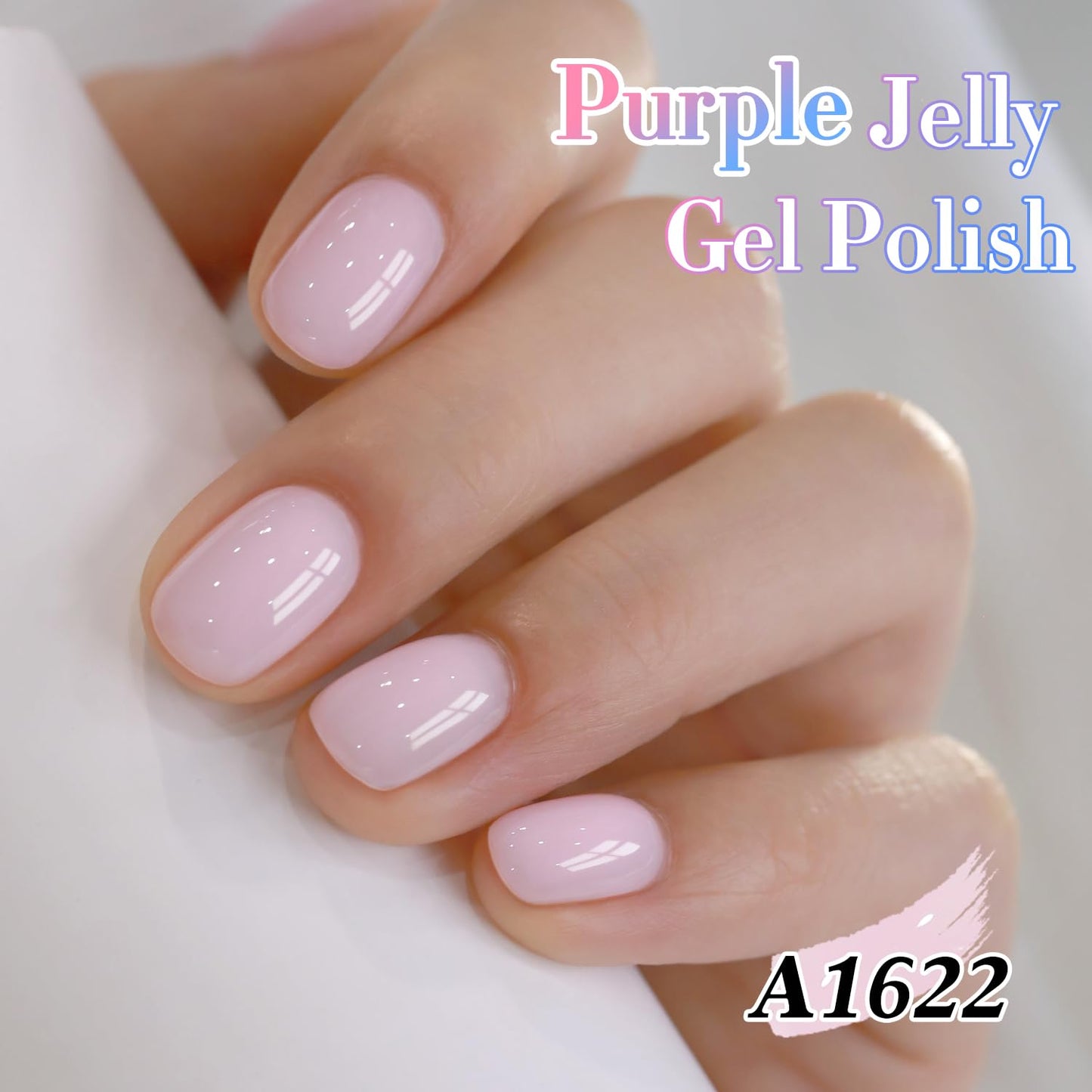 Double Rhythm 0.50 OZ Translucent Gel Polish Same Color Same Bottle Sheer Pastel Neutral Natural Milky 15 ML Jelly UV Nail Art DIY at Home (Purple-A1622)