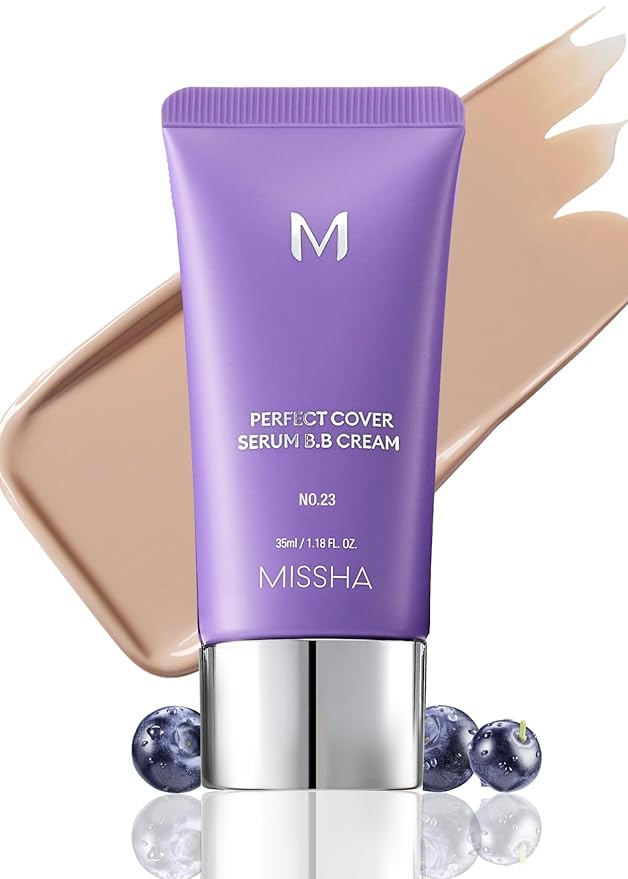 MISSHA M PERFECT COVER SERUM BB CREAM No.23 Natural Beige-Light/Medium with Cool/Neutral Undertone, BB Cream by Cardi B Pick, Skin Tint, Tinted Moisturizer, Skin Care Foundation Makeup, 1.18 Fl oz