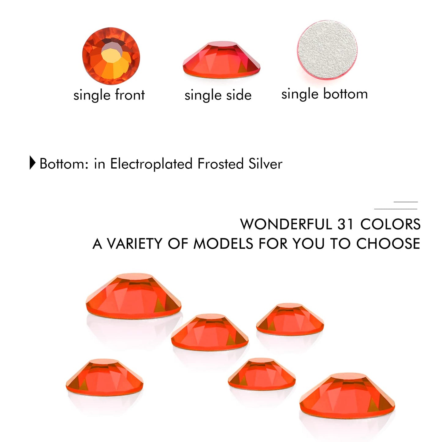 1440Pcs Orange Crystal Rhinestones,Glass Flatback Rhinestones Gemstones for Nail Face Makeup Art Crafts Clothes Decoration - (SS12,3.0mm,Orange)