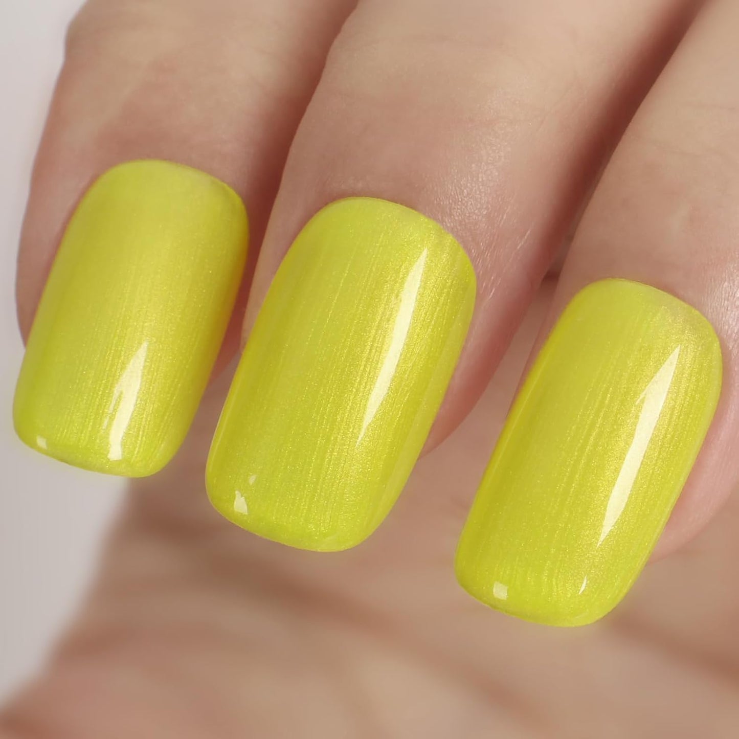 Lemon Yellow Pearl Gel Nail Polish,15ml UV/LED Lamp Soak Off Sparkly Shimmer Yellow Chrome Gel Polish for Manicure Salon or DIY Nail Art at Home- GP0095