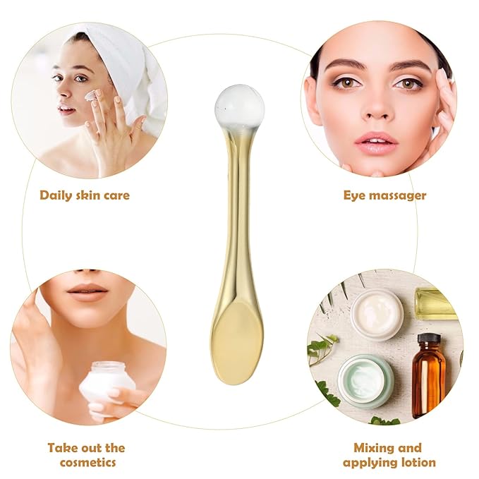 EXCEART 6pcs Metal Makeup Spatula Mini Spoon Eye Cream Massage Sticks Beauty Scoop for Facial Cosmetic Face Cream