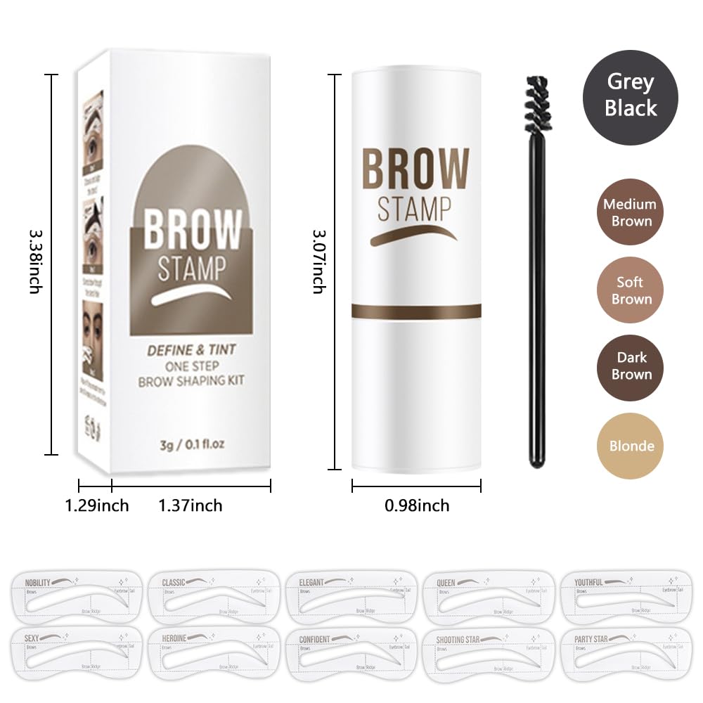 Eyebrow Stamp Stencil Set, Grey Black Eyebrow Stencils Shaping Kit, Long-Lasting Eyebrow Shaper for Women Girl, Cruelty-Free plantillas para la cejas