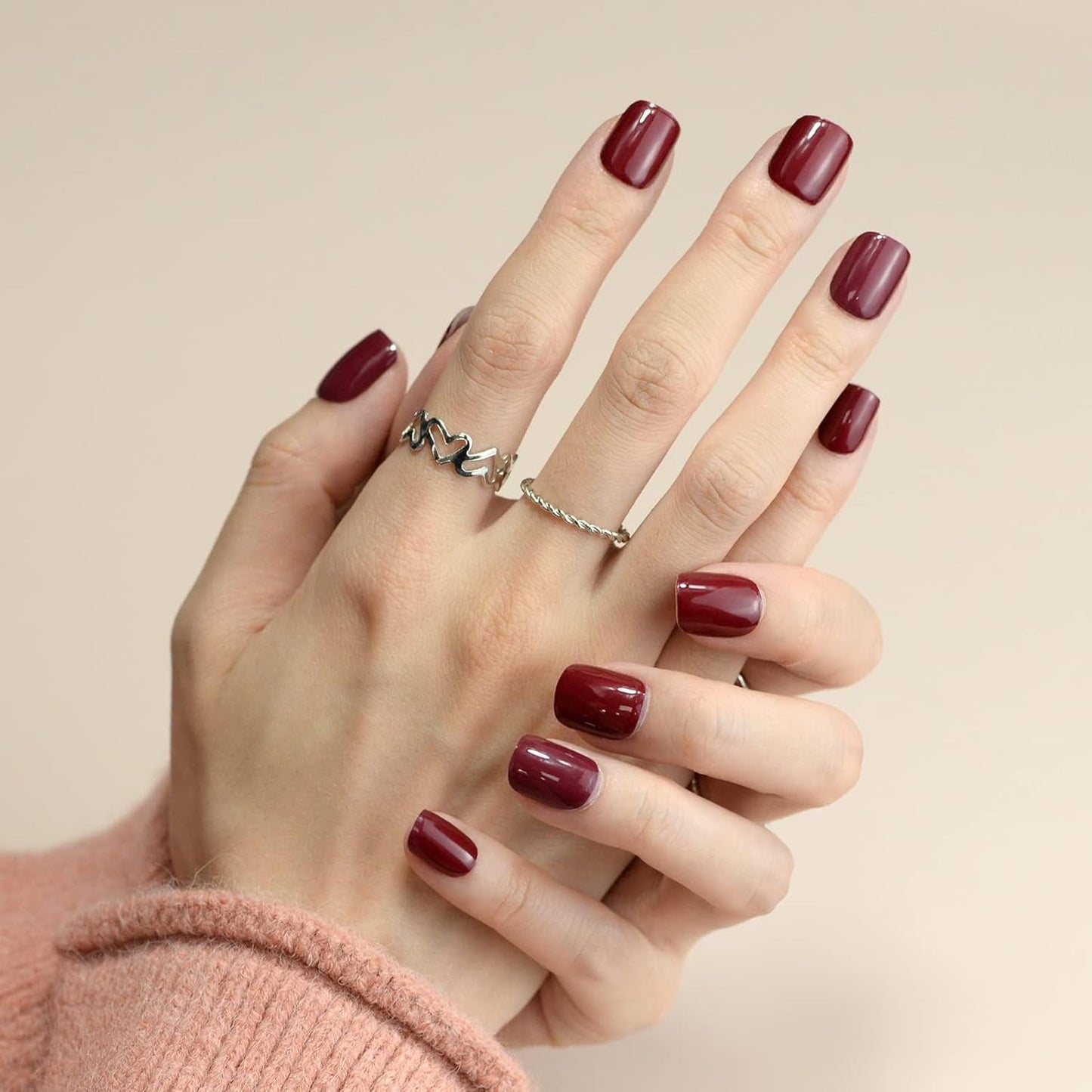 Nail Polish Strips, 32PCS Salon Quality Wraps, Long Lasting Gel Nail Stickers for Women Easy Apply& Remove (Vinery Red)