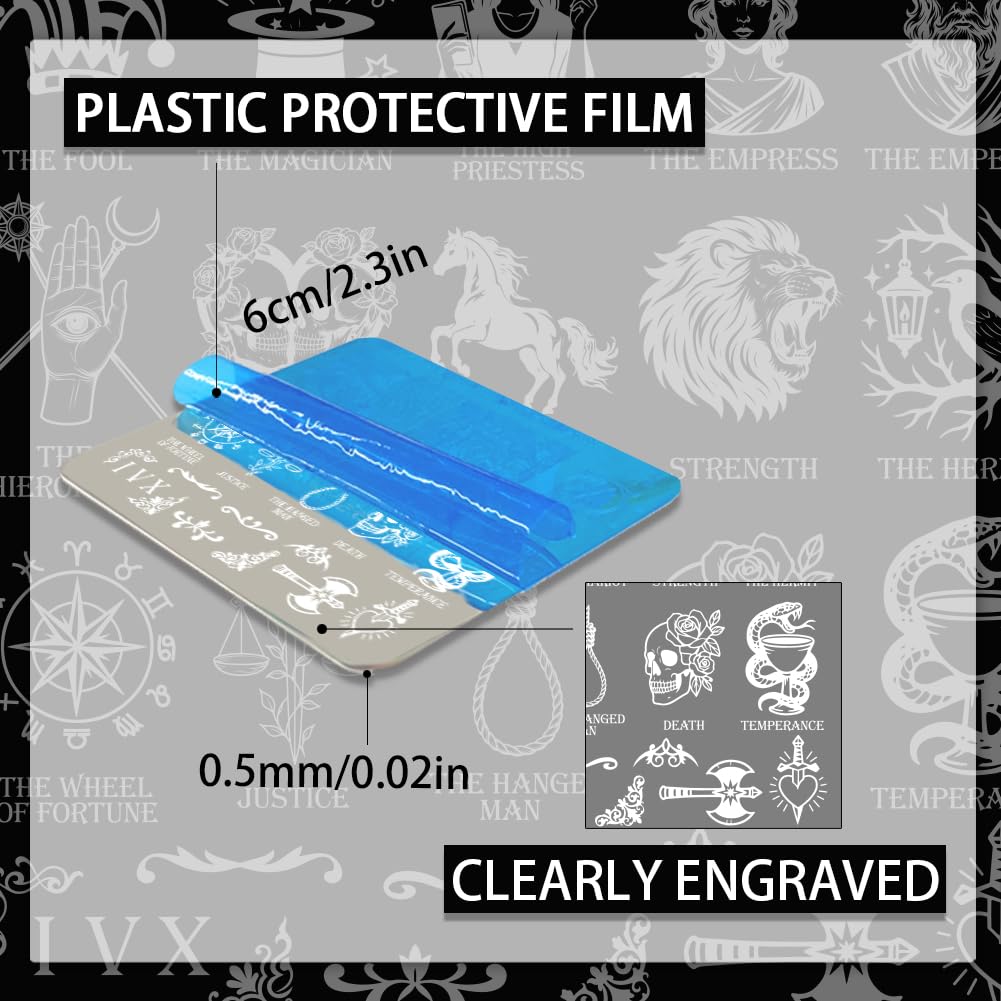 PH PandaHall 9pcs Magic Elements Nail Stamping Plates Tarot Cards Nail Art Designs Moon Star Manicure Art Templates with Stamper and Scraper for Women Halloween Manicures Salon Printing