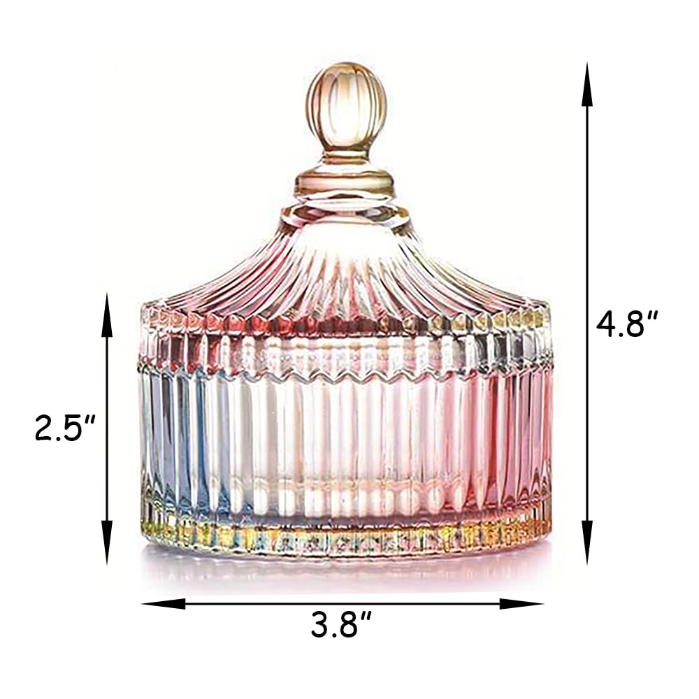 Ultra Soft Powder Puff and Rainbow Container 3.3" High Density Velvet Dusting Washable Reusable Powder Puff,Body Powder Puff and Glass Jar Holder Loose Powder Box with Puff(Multi-Color)