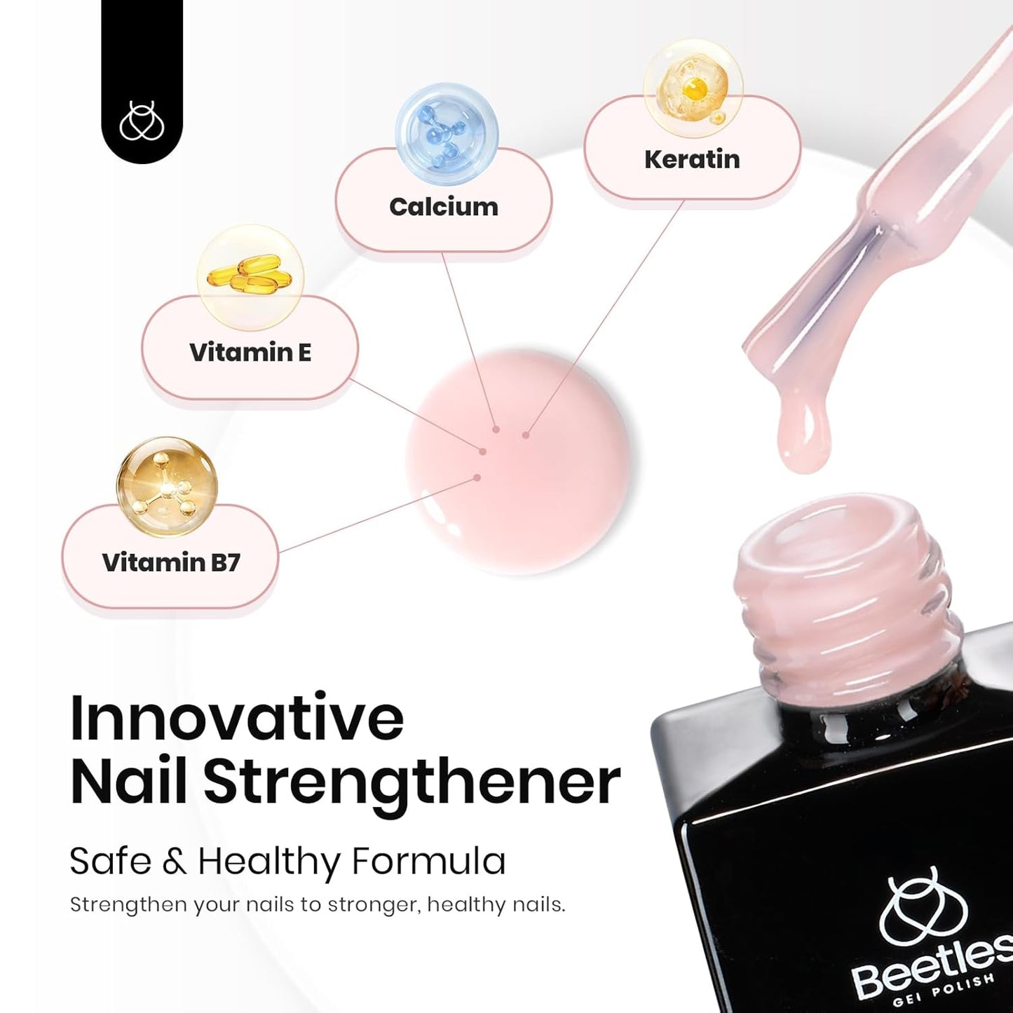 beetles Gel Polish Beetles Rubber Base Gel For Nails 6 Pcs, Builder Nail Gel Aesthetic Nude Colors Pink Gel Polish Gel Strengthener Gel All-in-1 Gift