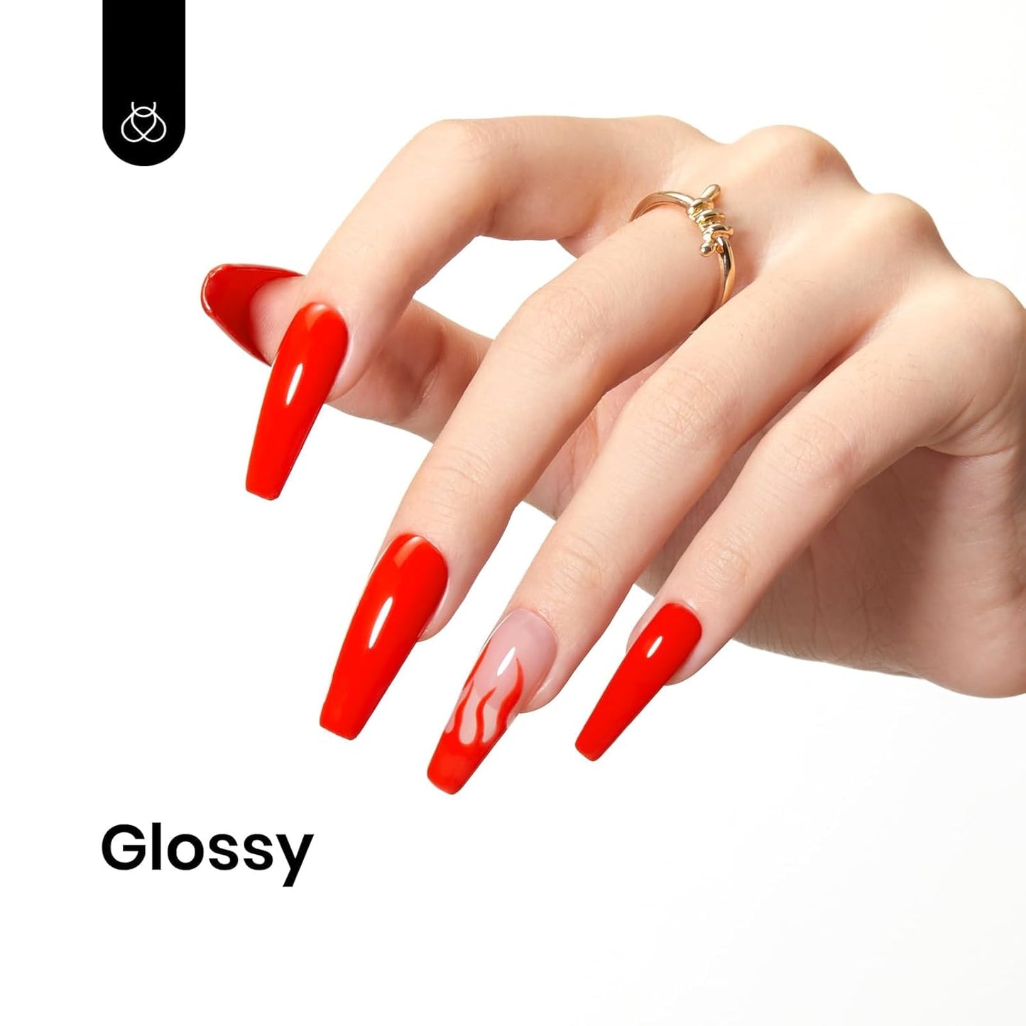 Beetles Bright Red Gel Nail Polish, 15ml Orange Red Gel Nail Polish Gel Soak Off LED UV Manicure Art Design Salon at Home Candied Apple Collection DIY Gift for Women