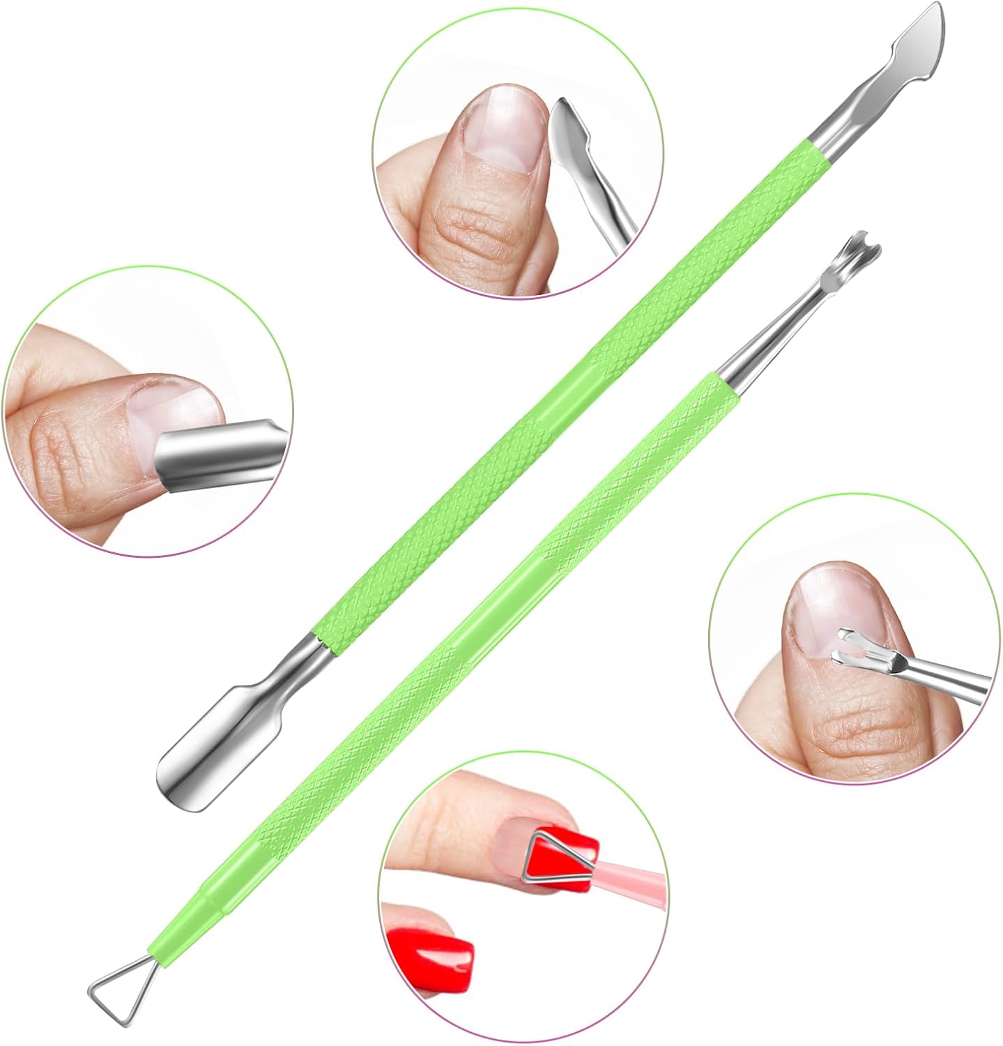 Cuticle Trimmer with Cuticle Pusher, XUNXMAS Cuticle Remover Cutter Nipper Scissor and Triangle Cuticle Nail Pusher Peeler Scraper, Durable Dead Skin Clipper Manicure Pedicure Tools (Green)