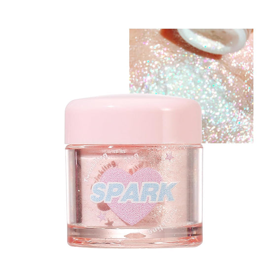 White Glitter Eyeshadow Loose Powder, Crystals Eye Face Glitter Korean Makeup Eye Shadow, Sparkle Shimmer Highlighter Makeup#38