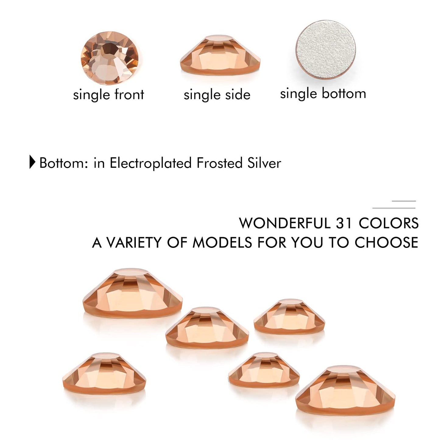 1440Pcs Champagne Crystal Rhinestones,Glass Flatback Rhinestones Gemstones for Nail Face Makeup Art Crafts Clothes Decoration -(SS12,3.0mm,Champagne)