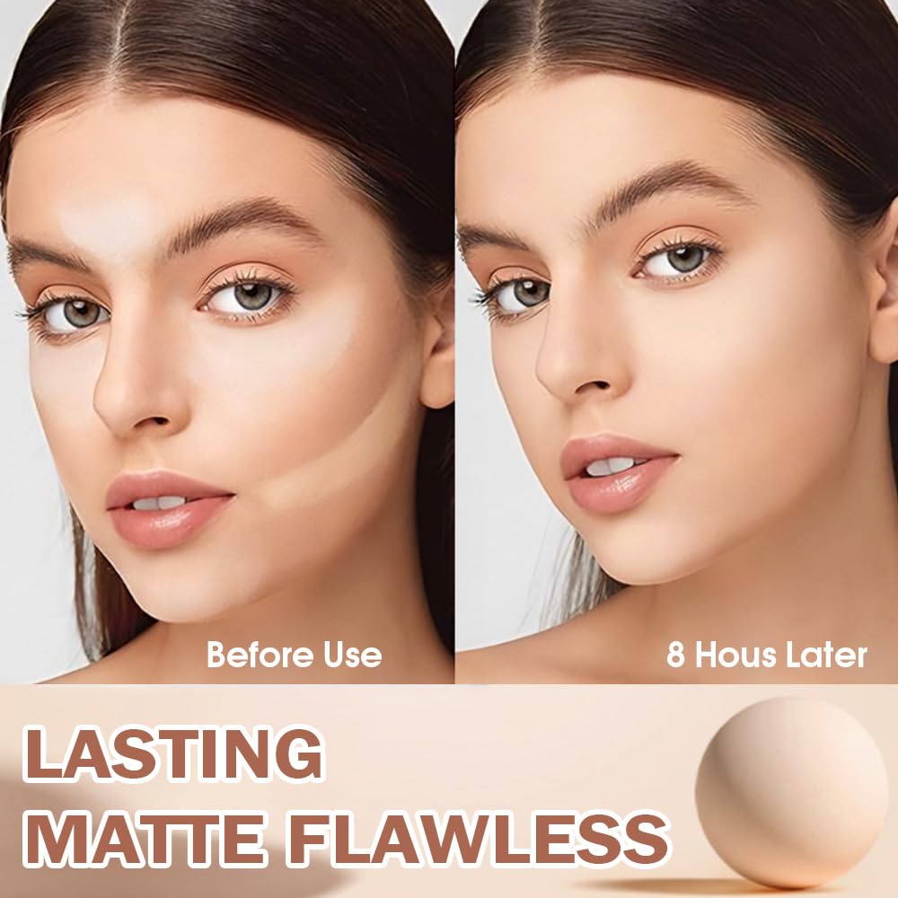 Kaely Oil Control Face Pressed Powder, Perfection Matte Compact Powder, Long Lasting Waterproof Finishing Powder Makeup, polvo compacto de maquillaje, Lightweight, Vegan, 125 Ivory Buff