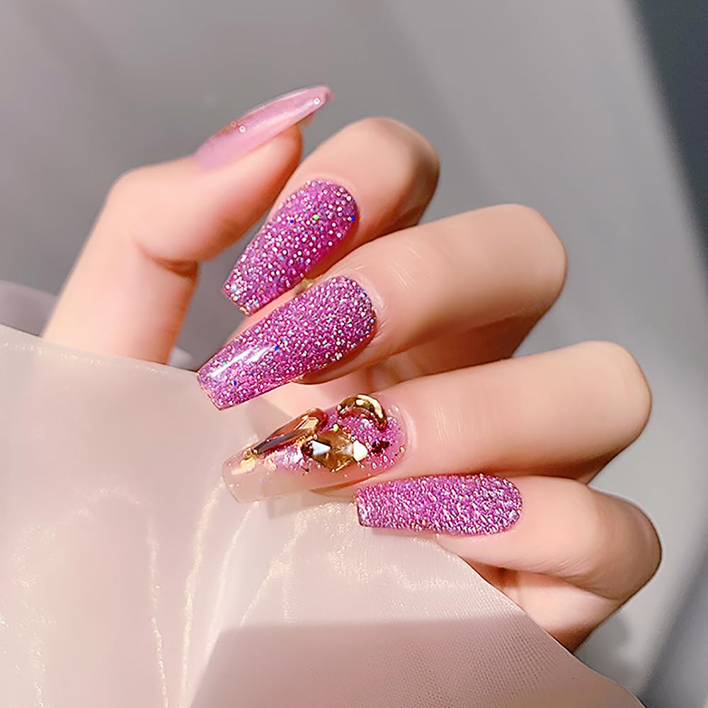 MIZHSE Reflective Purple Gel Nail Polish, Glitter Gel Polish Sparkly Shiny Effect, Soak Off Nail Art Varnish Manicure DIY at Home