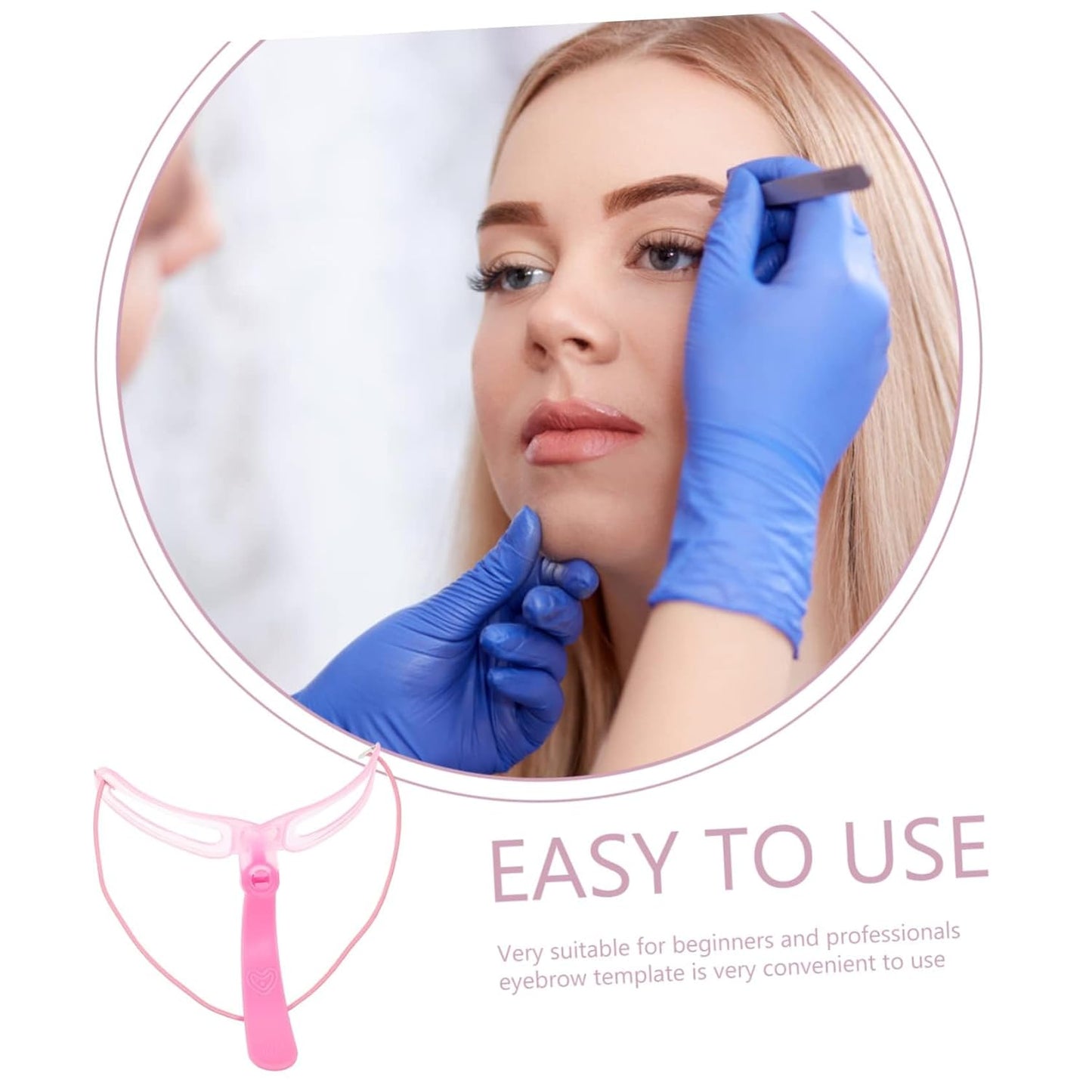 Reusable Eyebrow Shaping Kit with 8 Designs, Includes Stencils with Handle and Belt, Washable Eyebrow Guide, 5.2" Wide x 4" Long.