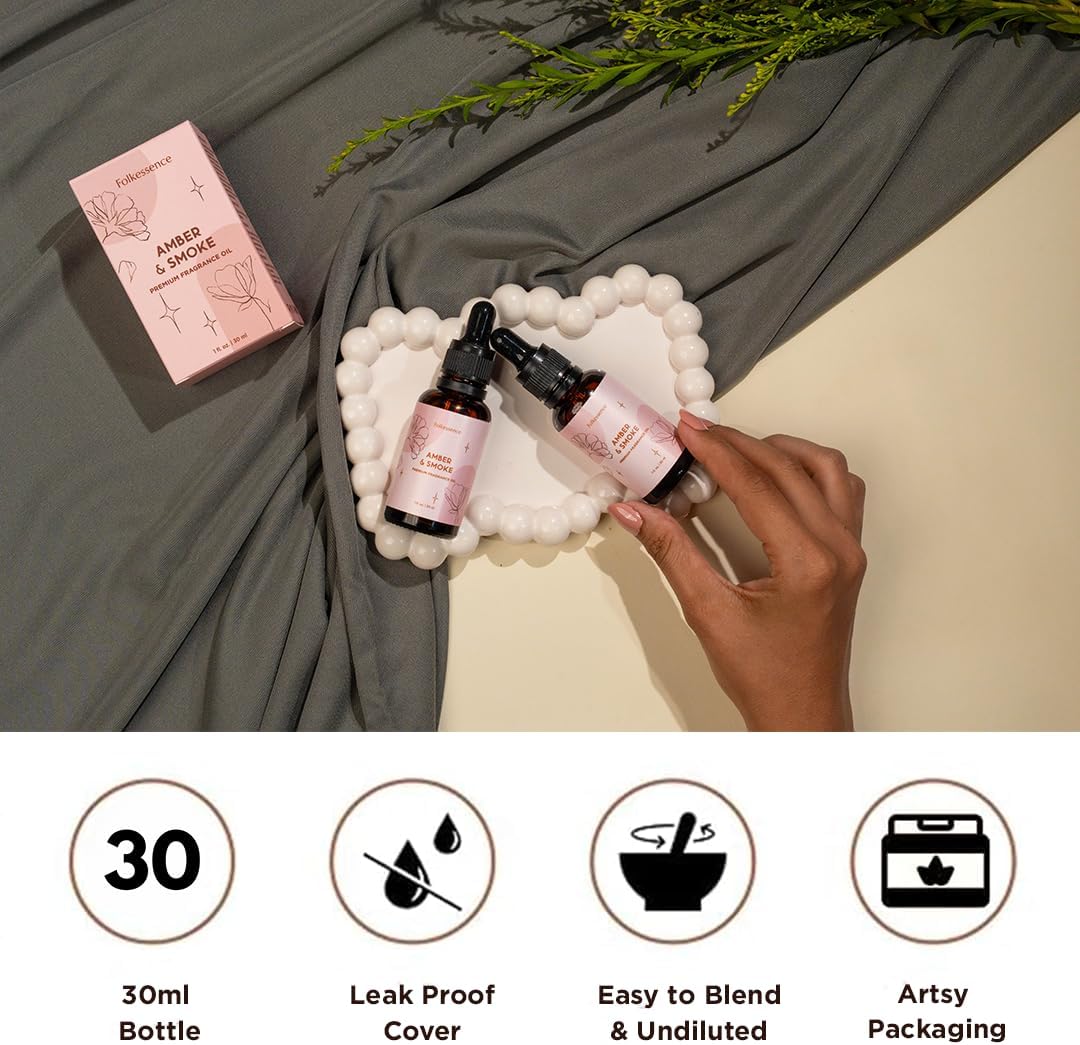 Folkulture Premium Essential Oil Blends for Diffuser for Home | 1.01 Fl Oz Amber Essential Oils for Aromatherapy | Fragrance Oils for Soap & Candle Making Scents | Diffuser Oil for Massage